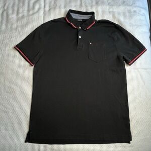 Tommy Hilfiger Classic Polo Style Shirt W Logo Pocket Black Men's Size‎ XL Clean